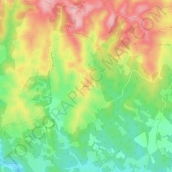Topografische kaart Artix, hoogte, reliëf