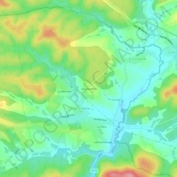 Topografische kaart La Louvière, hoogte, reliëf