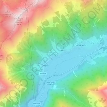 Topografische kaart Kematen, hoogte, reliëf