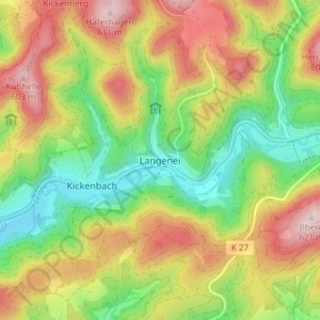 Topografische kaart Langenei, hoogte, reliëf