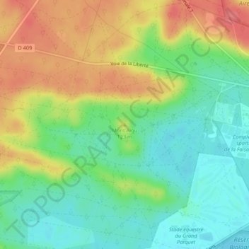 Topografische kaart Mont Aigu, hoogte, reliëf