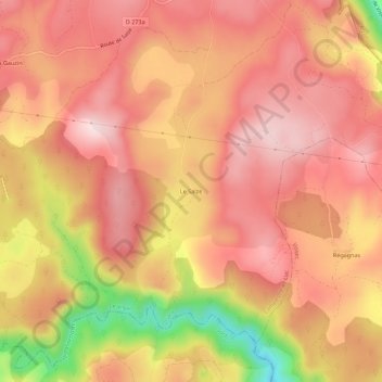 Topografische kaart Le Salze, hoogte, reliëf