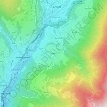 Topografische kaart Perau, hoogte, reliëf