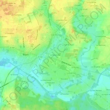 Topografische kaart La Mazonnais, hoogte, reliëf