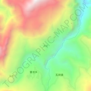 Topografische kaart 古研, hoogte, reliëf