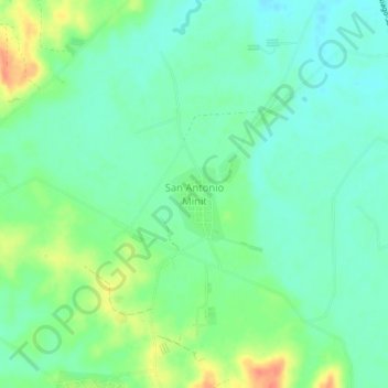Topografische kaart San Antonio Minit, hoogte, reliëf