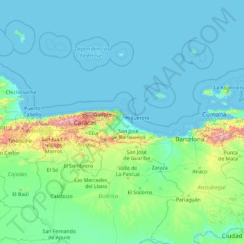 Topografische kaart Palma Sola, hoogte, reliëf