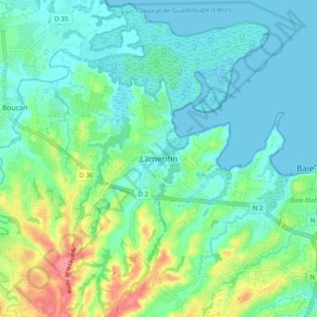 Topografische kaart Lamentin, hoogte, reliëf