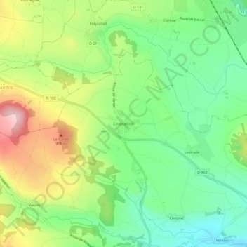 Topografische kaart Coubladour, hoogte, reliëf
