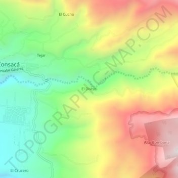 Topografische kaart El Diviso, hoogte, reliëf