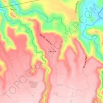 Topografische kaart Malaiba, hoogte, reliëf