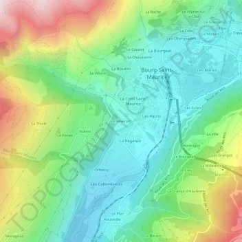 Topografische kaart Le Reverset, hoogte, reliëf