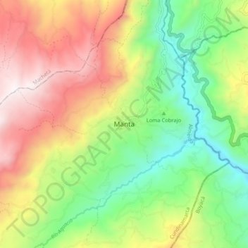 Topografische kaart Manta, hoogte, reliëf