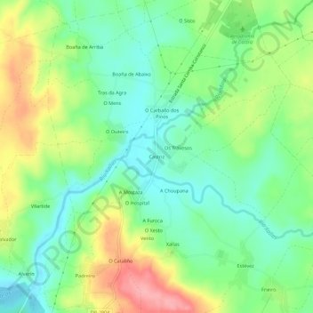 Topografische kaart Castriz, hoogte, reliëf