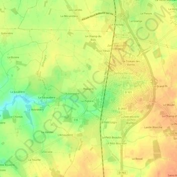 Topografische kaart Beaupré, hoogte, reliëf