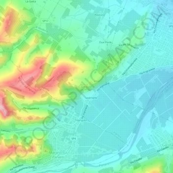 Topografische kaart Campiglio, hoogte, reliëf
