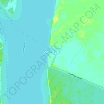 Topografische kaart South Drain, hoogte, reliëf