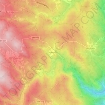 Topografische kaart Valizelos, hoogte, reliëf