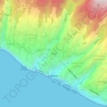 Topografische kaart Estrela, hoogte, reliëf