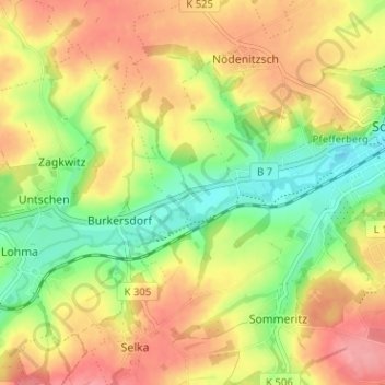 Topografische kaart Steinsdorf, hoogte, reliëf