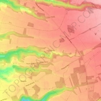 Topografische kaart Les Fabres, hoogte, reliëf