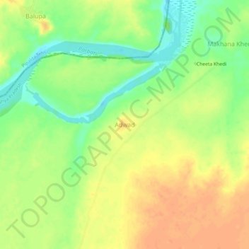 Topografische kaart Adwad, hoogte, reliëf