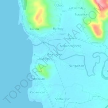 Topografische kaart Maragayap, hoogte, reliëf