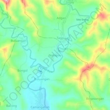 Topografische kaart Nahapay, hoogte, reliëf