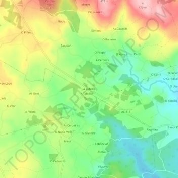 Topografische kaart A Tablilla, hoogte, reliëf