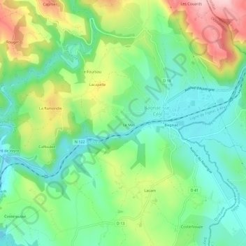 Topografische kaart Frons, hoogte, reliëf