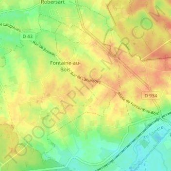 Topografische kaart Les Lignes, hoogte, reliëf