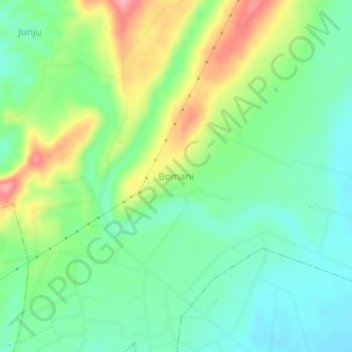 Topografische kaart Bomani, hoogte, reliëf