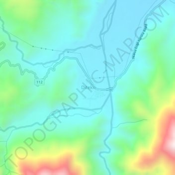 Topografische kaart Diteki, hoogte, reliëf