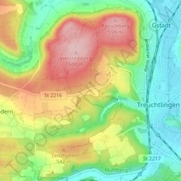 Topografische kaart Ziegelhütte, hoogte, reliëf