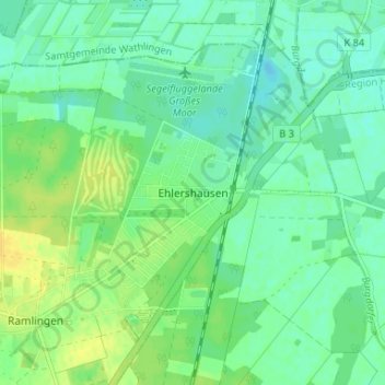 Topografische kaart Ehlershausen, hoogte, reliëf