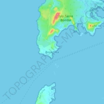 Topografische kaart Bocachica, hoogte, reliëf