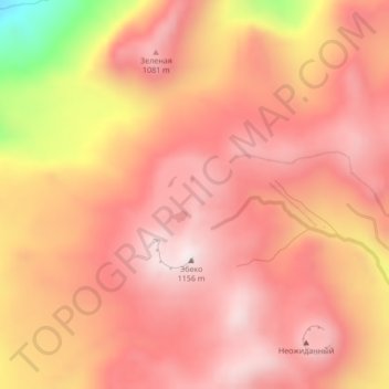 Topografische kaart Эбеко, hoogte, reliëf