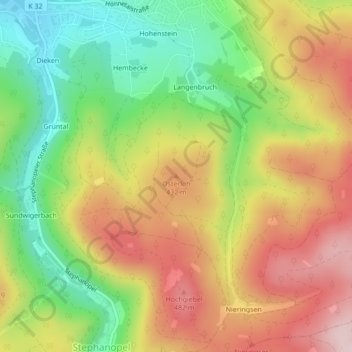 Topografische kaart Osterloh, hoogte, reliëf