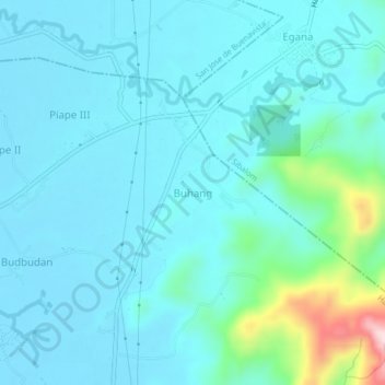 Topografische kaart Buhang, hoogte, reliëf