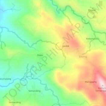 Topografische kaart Kedungboto, hoogte, reliëf