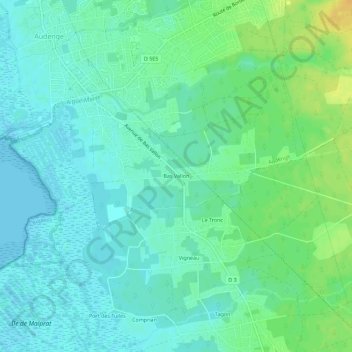 Topografische kaart Bas Vallon, hoogte, reliëf