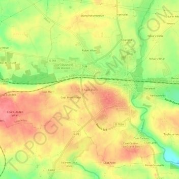 Topografische kaart Saint-Éloi, hoogte, reliëf