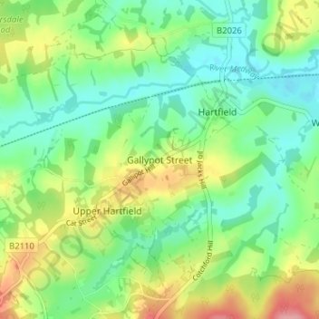 Topografische kaart Gallypot Street, hoogte, reliëf