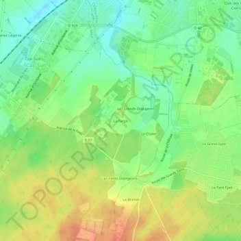 Topografische kaart La Farge, hoogte, reliëf