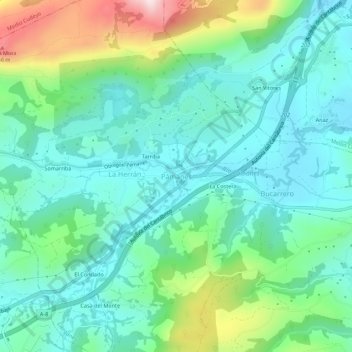Topografische kaart Pámanes, hoogte, reliëf