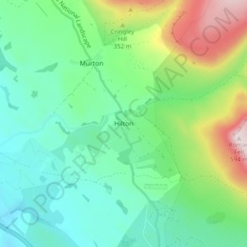 Topografische kaart Hilton, hoogte, reliëf
