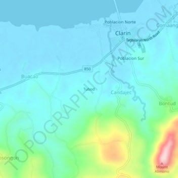 Topografische kaart Tubod, hoogte, reliëf