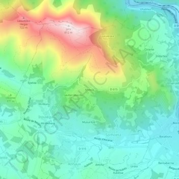 Topografische kaart Andola, hoogte, reliëf