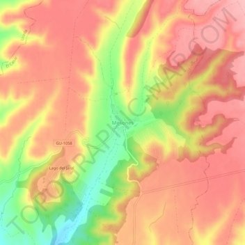Topografische kaart Mesones, hoogte, reliëf
