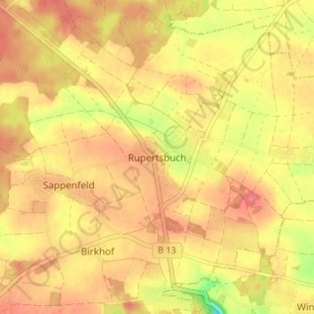 Topografische kaart Rupertsbuch, hoogte, reliëf